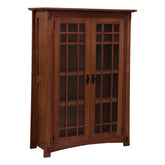 38" Amish Mission Bookcase w/Waterfall Glass Doors
